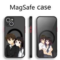 hyouka anime phone case transparent magsafe magnetic magnet for iphone 13 12 11 pro max mini wireless charging cover