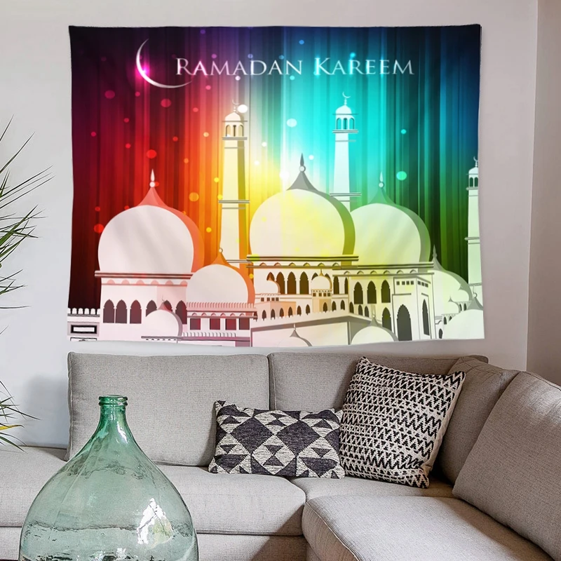 

Eid Mubarak Festival Tapestry Ramadan Decorations Islam Decor Background Wall Cloth Ramadan Mubarak Kareem Hippie Tapestries