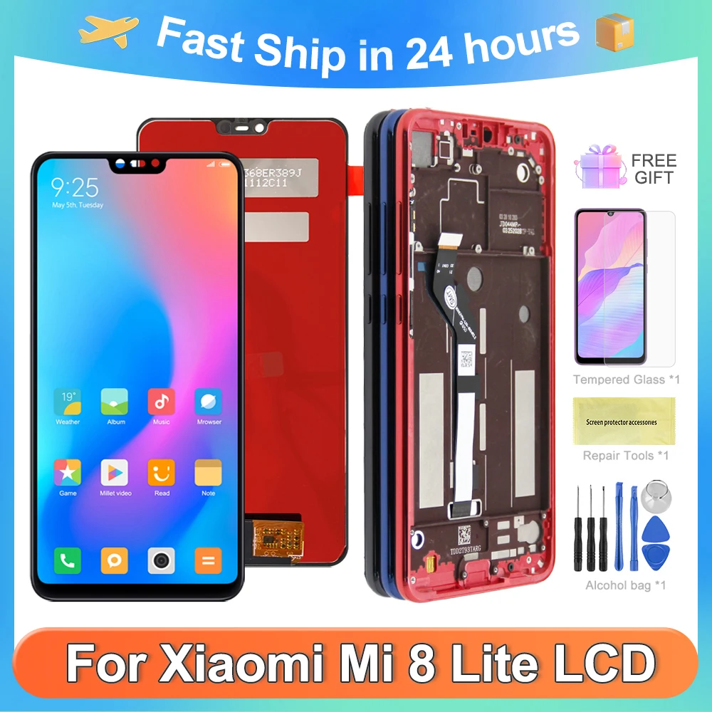 

6.26'' Original Screen For Xiaomi Mi 8 Lite LCD Display Touch Screen Digitizer Assembly With Frame For Mi8 Lite M1808D2TG LCD