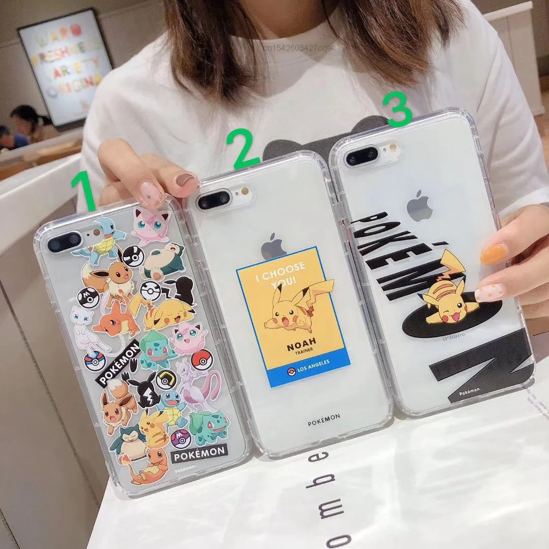 

Trendy Cartoon Pokemon Pikachu Protective Clear Case For Iphone11 12 13 Pro Max Mini X Xs Xr 6 7 8 Plus Cute Cover Men Girls Y2k