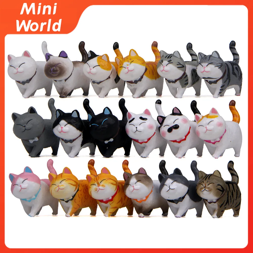

1Pcs Kitten Miniatures Resin Series Figurines for Decoration Home Accessories Fishbowl Kawaii Potted Ornaments Statues