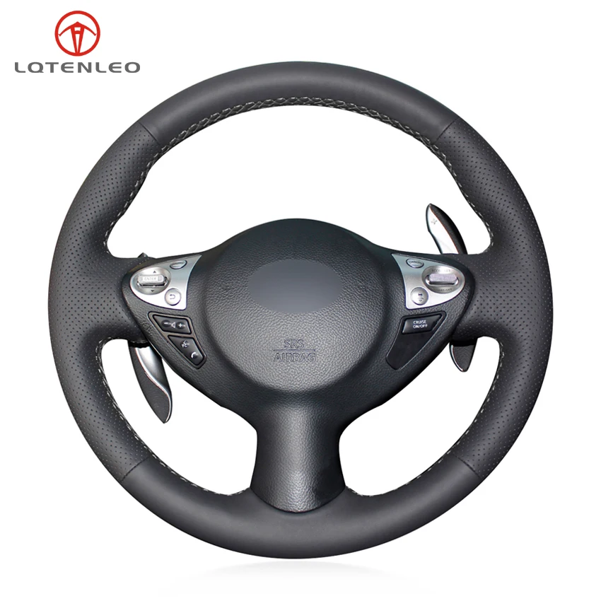 

Black Genuine Leather Car Steering Wheel Cover For Infiniti FX FX35 FX37 FX50 QX70 Nissan Juke Maxima Sentra SV