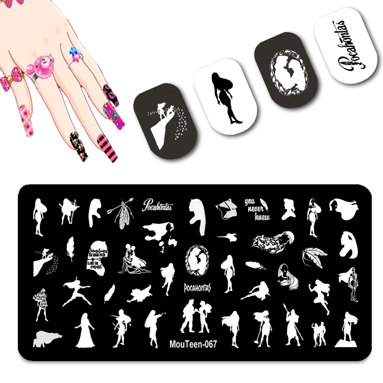 

DISNEY Beauty Girl Stamping Plates Nails Wild Animal Nail Stamp Plates Story Character Nail Templates for Nail Art #067