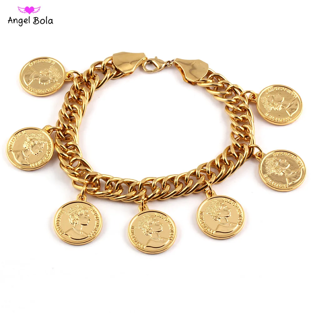 

Женский браслет с подвесками в виде головы монет, длина 19/21 см