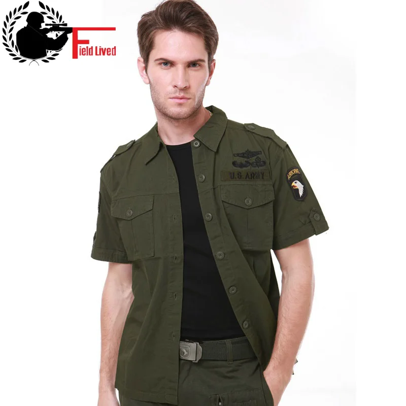 

Allies Combat camouflage men short-sleeve shirt summer casual 101st Airborne Division Army fans Tactical short-sleeved