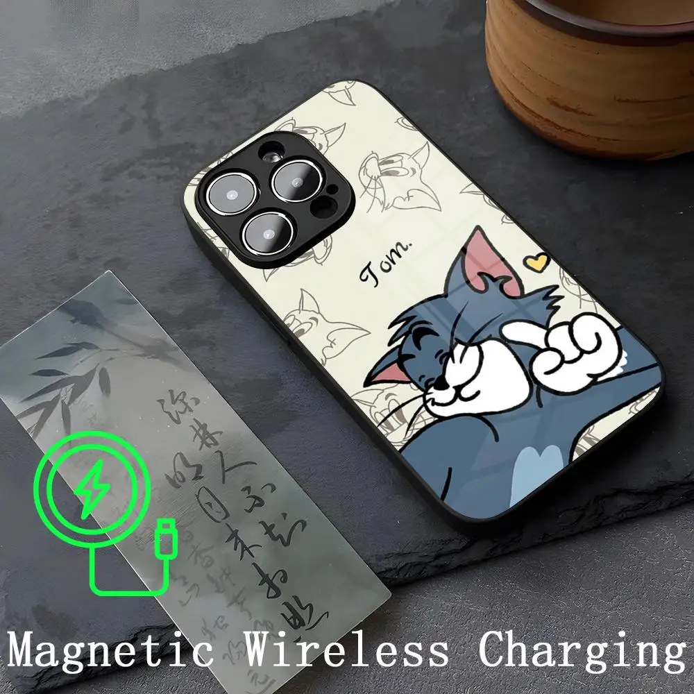 Чехол J-JerryS T-TomS для телефона прочное магнитное стекло iPhone 14ProMax 15 13 12 11 Pro XS Max Plus Mini