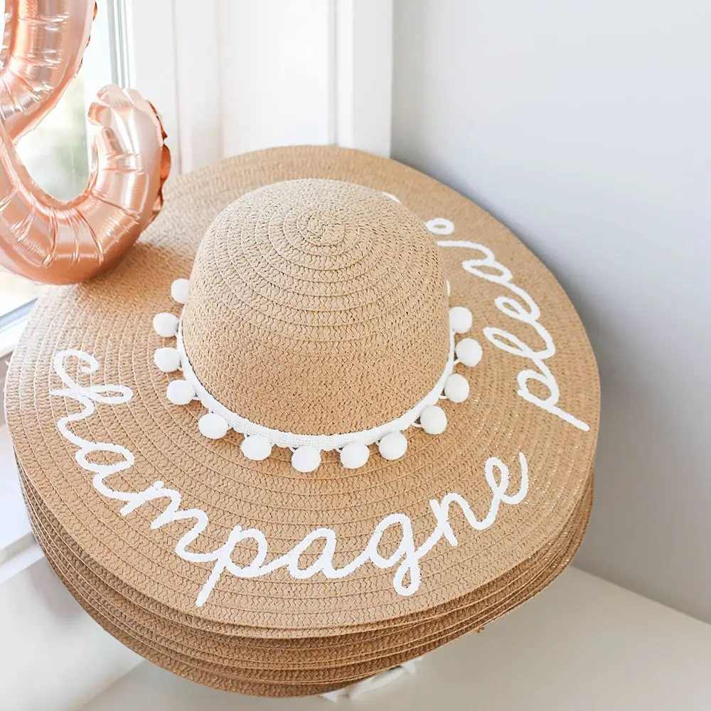 

Personalised Women Sun Hat Bridal Shower Gift Foldable Wide Brim Floppy Disk UV Straw Hat Summer Outdoor Pool Travel Beach Hat