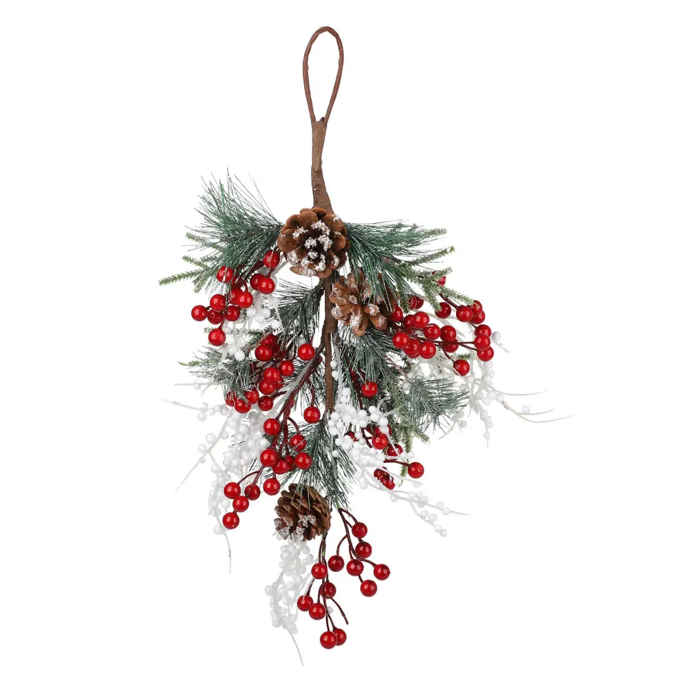 

Simulation Plant Hanging Decoration Artificial Berries Pine Needles Pinecone Iron Wire Foam Christmas Wreath Xmas Party Decor