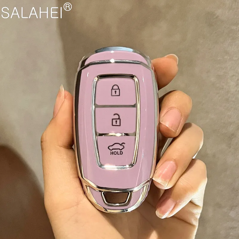 

Soft TPU Electroplated Car Key Case For Hyundai Santa Fe TM 2019 I30 2018 Solaris Azera Elantra Grandeur Accent Auto Accessories