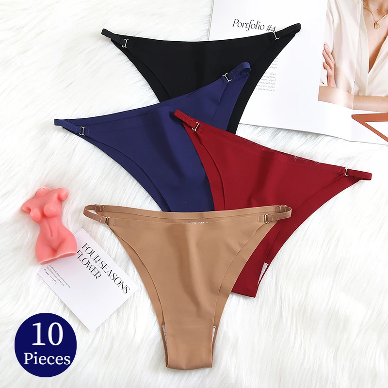 

WarmSteps 10PCS/Set Women's Panties Seamless Thongs Lingerie Sexy Fashion Silk Satin Underwear Female Cozy Fitness Hot G-Strings