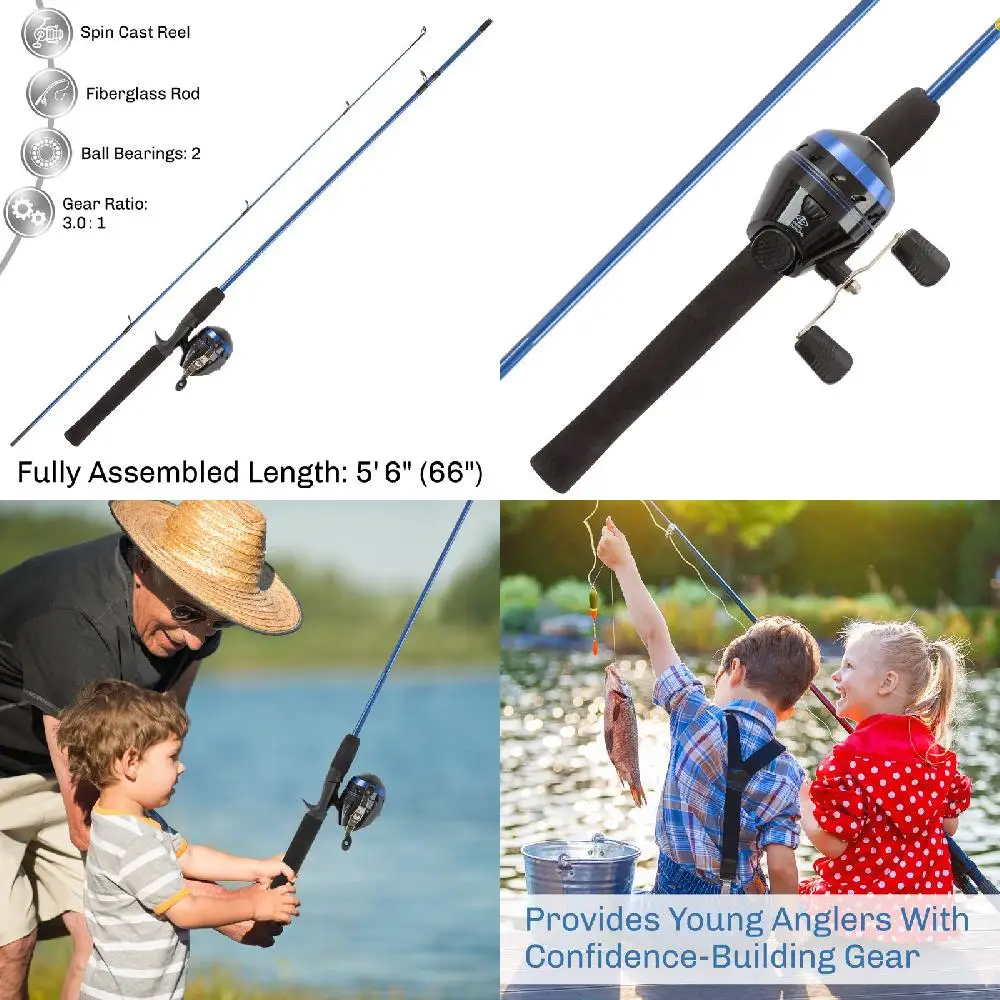

able Premium Quality Durable yet Comfortable 5 Foot 6 Inch Fiberglass Lightweight & Smooth Spincast Fishing Rod & Reel Combo.