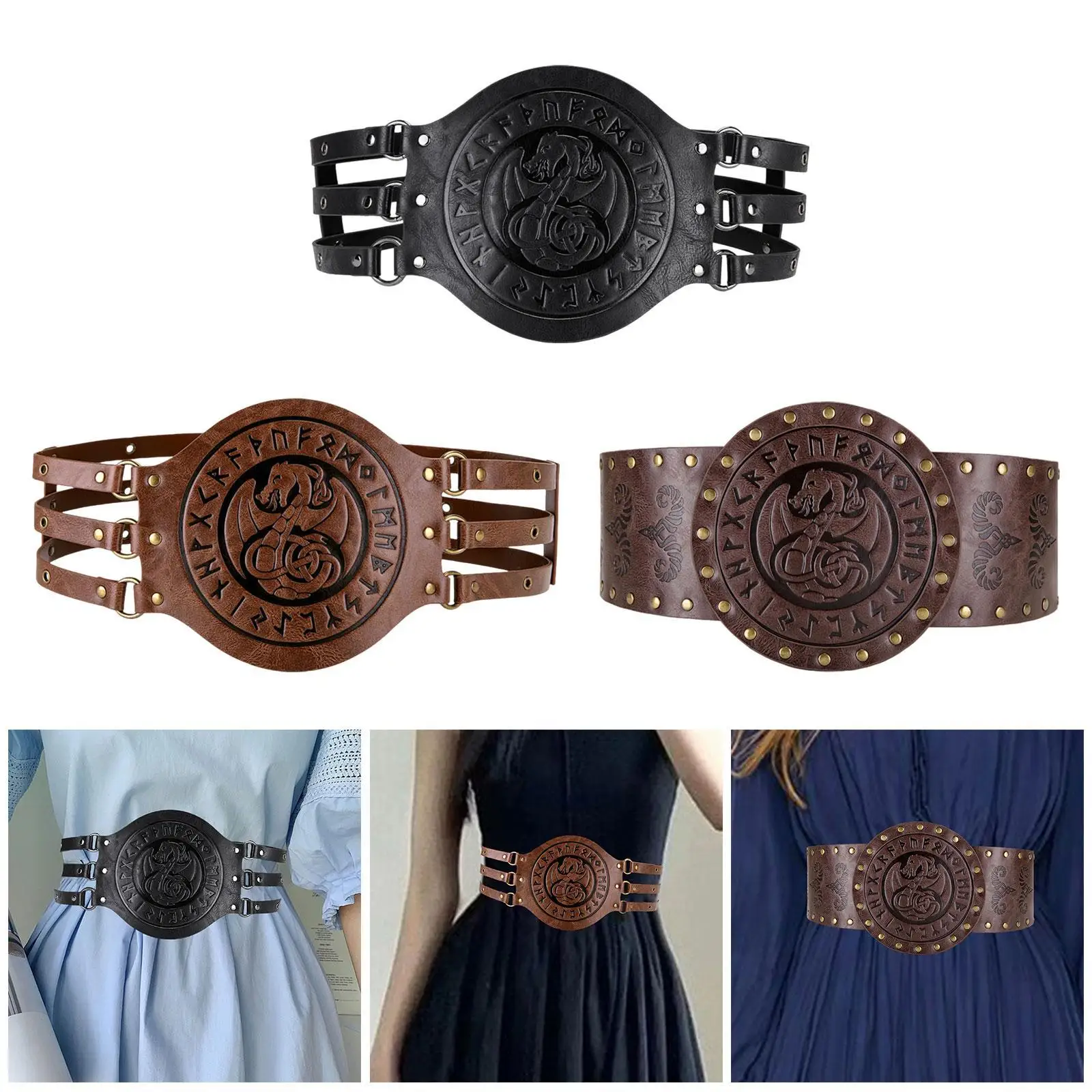 Средневековый широкий ремень декоративный винтажный дизайн на шнуровке для