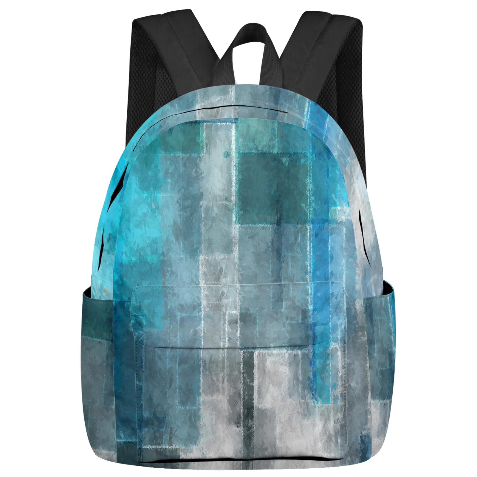 

Синий рюкзак для мужчин и женщин, школьный ранец с абстрактным рисунком маслом, с геометрическим узором, для ноутбука