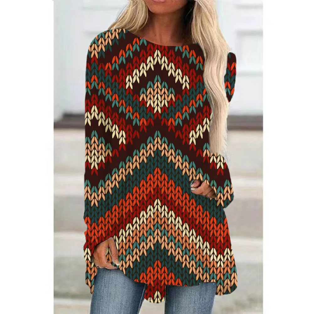 

Women T-Shirts Casual Autumn Retro Floral Print Long Sleeve Tees O Neck Loose t Shirt Pullover Women TShirt Top футболка женская
