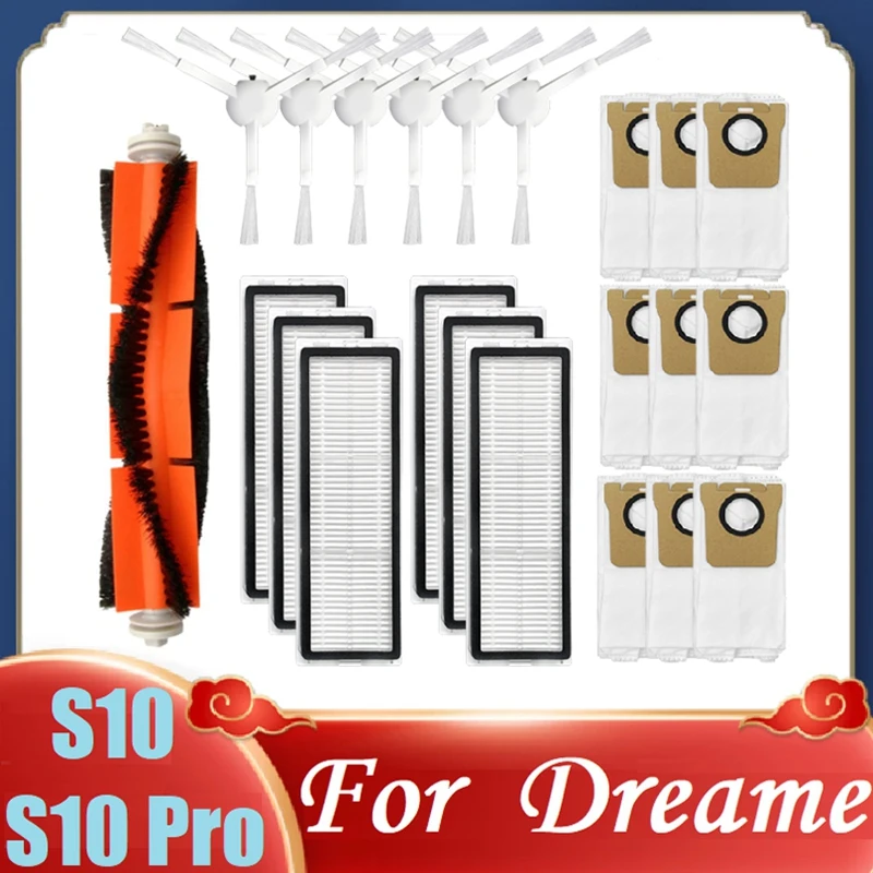 

For Dreame S10/S10 Pro Robot Replacement Parts HEPA Filter Main Side Brush Dust Bag Vacuum Cleaner Accessories