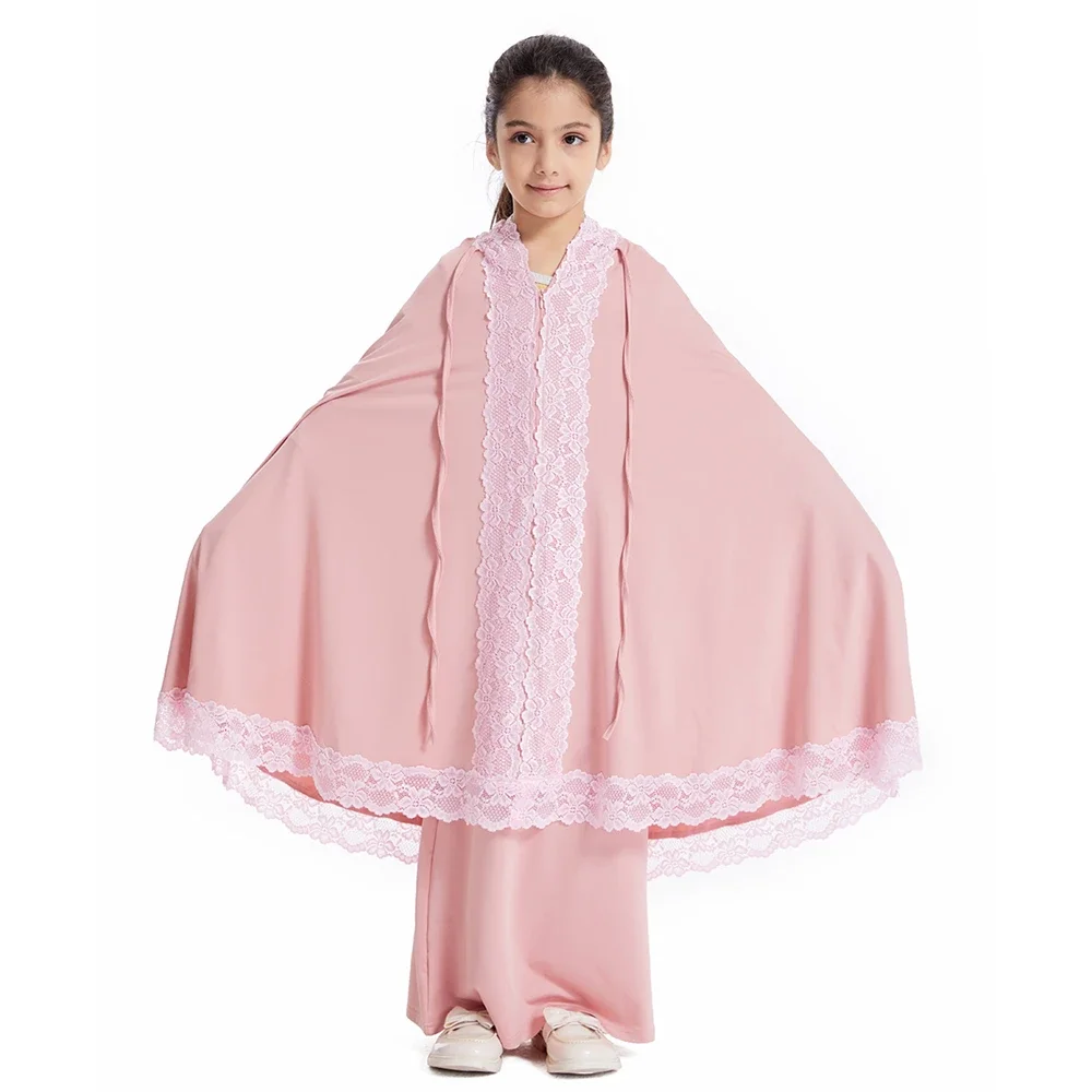 Мусульманская Абая детская кружевная длинная макси-юбка Химар для девочек