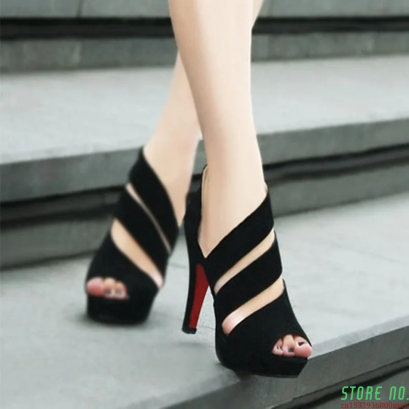 

Hot Sandalia Feminina Summer Gladiator High Heels Peep Toe Sandals Casual Shoes Woman Waterproof Platform Sandals 775