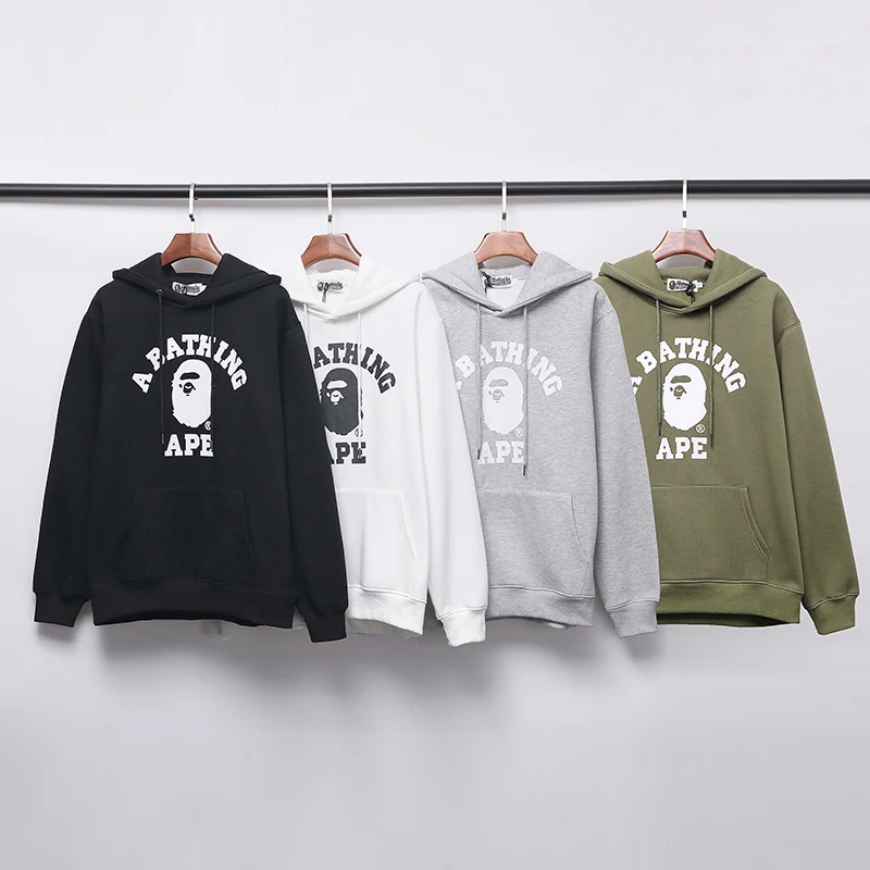 

BAPE Classic Ape Head Printed Cotton And Fleece Hoodie Black White Grey Army Green M~XXL