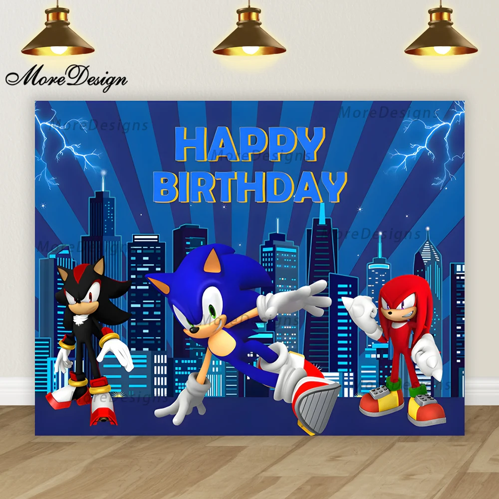 Освещение Соник Ежик фото фон детский день рождения баннер душ вечерние