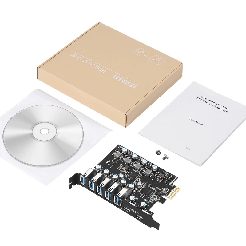 

Плата расширения Pcie-Usb Pci-e к Type C (2) Type A (5), адаптер, карта, бесплатный источник питания для чипа macOS Windows FL1100 E8BE E8BE