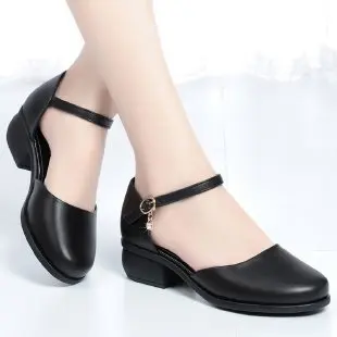 

Сандалии женские на низком квадратном каблуке, босоножки с ремешком на щиколотке, повседневная обувь с круглым носком, розовые, белые, черны...