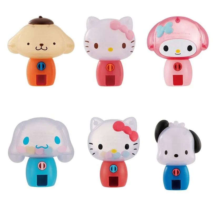 BANDAI Mini Gashapon Machines Capsule Toy Sanrioes Mini Cinnamoroll Dog HelloKitty Pudding Dog Pacha Doll Table Ornament Gift