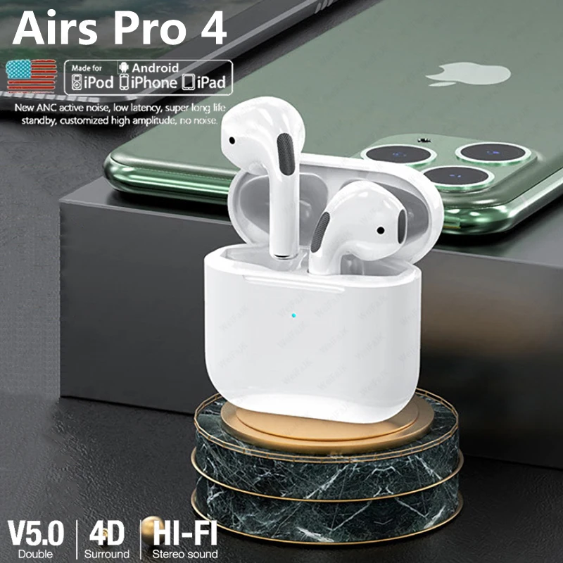Original Air Pro 4 TWS Wireless Headphones Bluetooth Earphone Earpod Earbuds Pods Gaming Headset For Apple iPhone Xiaomi Android