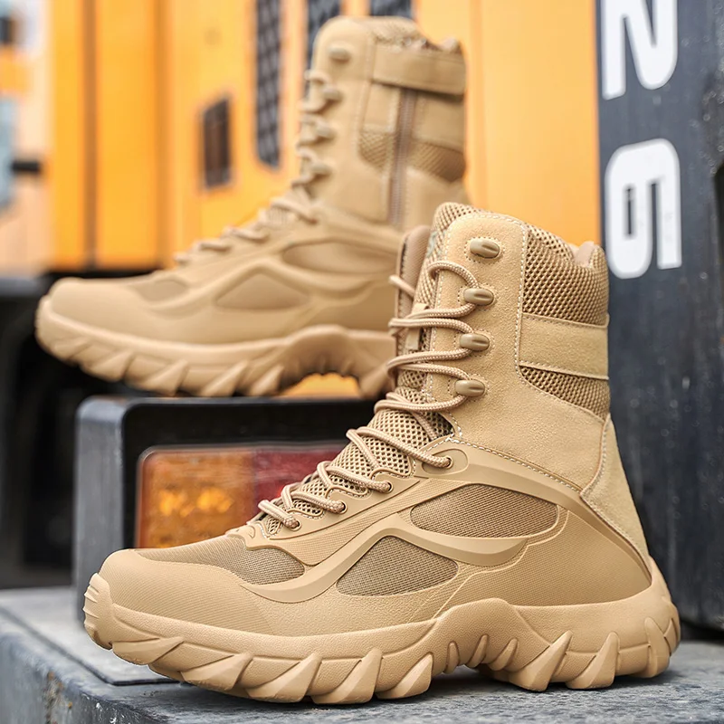 

Men Combat Army Boots Militares High Top Men Shoes 2021 Outdoor Hiking Shoes Waterproof Men's Desert Military Tactical Boots