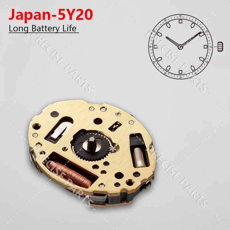 Новый механизм 5Y20 кварцевые часы золотой для ремонта часов с 2 стрелками Япония