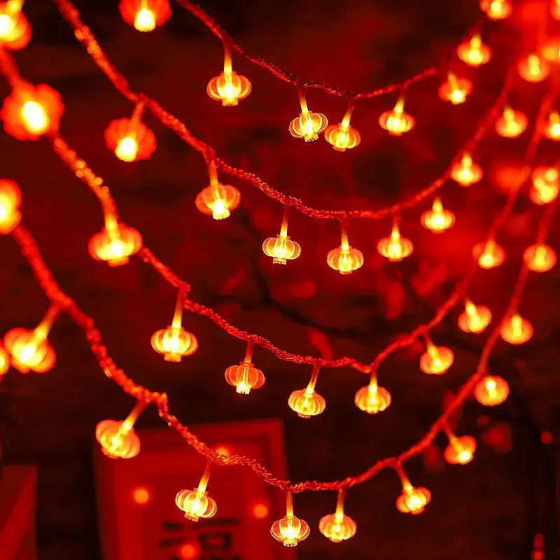 

New Year'S Red Lantern Chinese Knotting Little Colorful Lantern Flashing String Lanterns Full Of Stars Home Decoration For Sprin