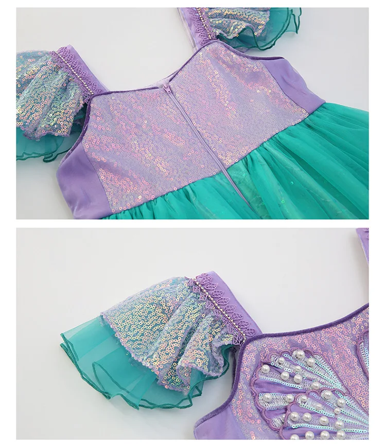 Платье с рукавами-фонариками и блестками для девочек