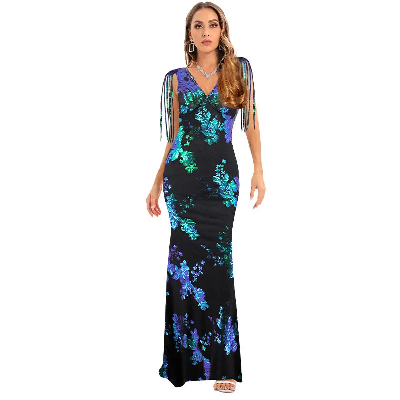 

Engagement Gowns Flowers Sequins Pleat Sweetheart Tassels Vestidos De Noche 2022 New Royal Blue Party Oscar Red Carpet Dresses
