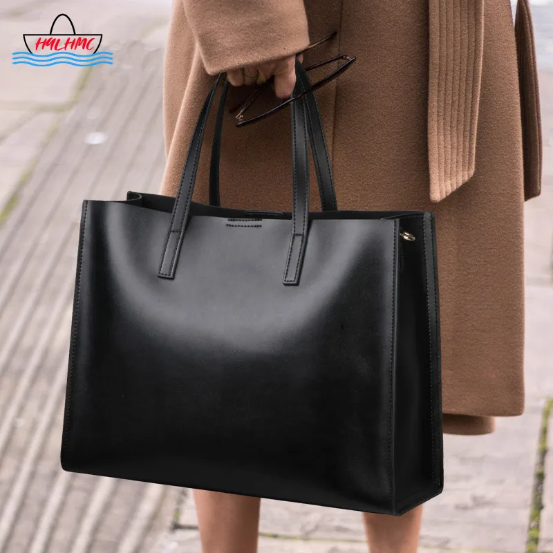 

Genuine Leather Women's Bag 2022 New Ladies Handbags 14 Inch Laptop Bag Fashion Briefcase Commuter Portable Shoulder Tote Bags