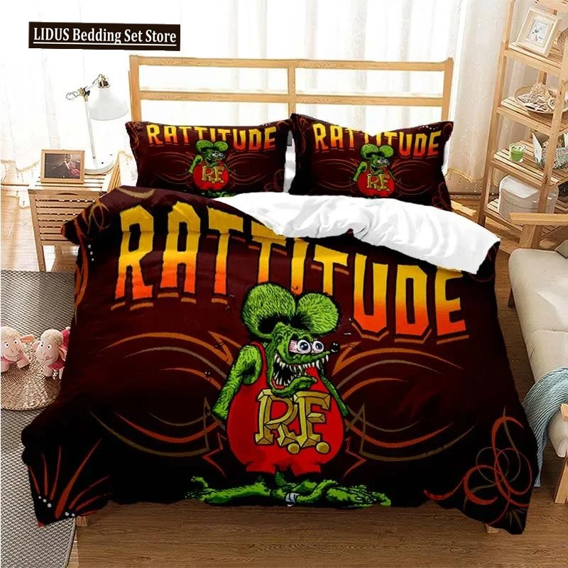 Cartoon Rat Fink Bedding Set Duvet Cover Bedroom Comforter Covers Single Twin King ​Size Quilt Home Textile 2/3PCS