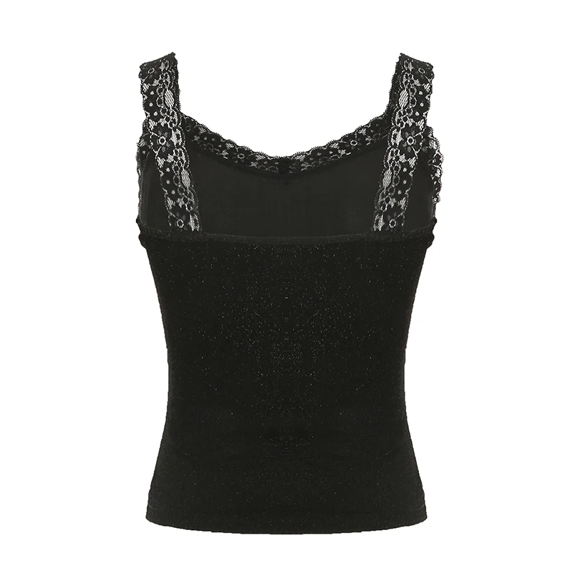 Яркая шелковая майка IAMHOTTY кокетка эстетичная контрастная кружевная лоскутная