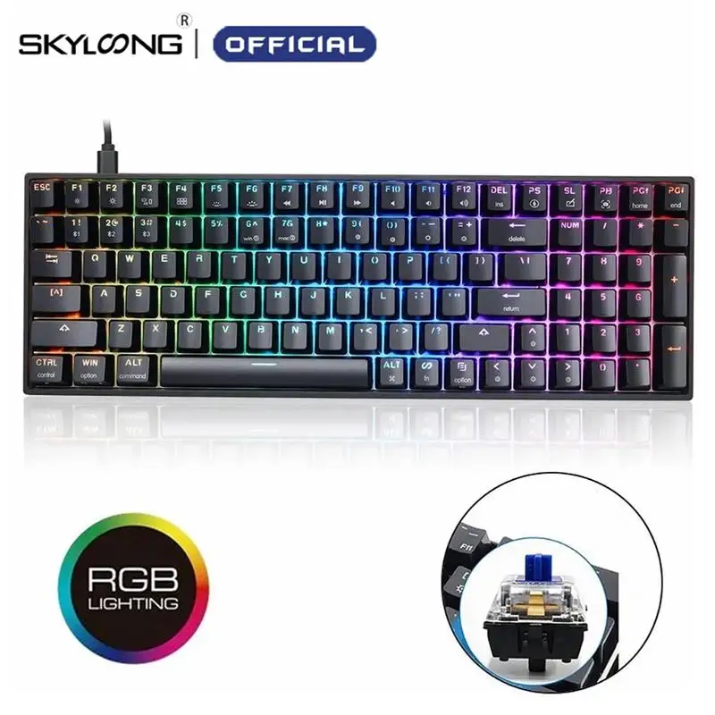 

Механическая клавиатура Skyloong 96 клавиш USB Type C Bluetooth Беспроводная SK96 GK96 двойное соединение ABS OEM мини RGB игровые аксессуары