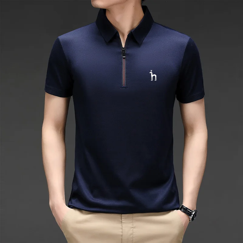 Hazzys Summer Golf Short Sleeve Men T-shirt Men's Clothes Ice Silk Polo Shirt