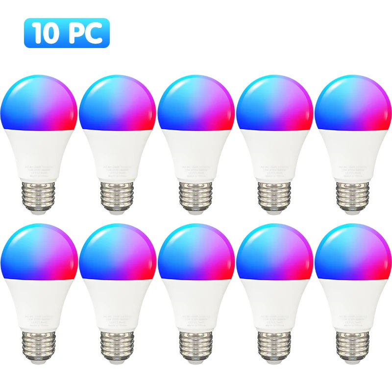 

WiFi Smart Color Bulb E27 LED RGB Lamp Support Alexa Google Home Tuya Smart Home 110-250V RGB+White Dimmable Timer Light Bulb