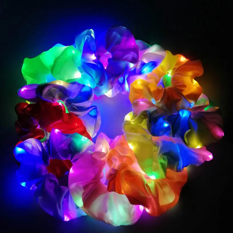 

Fashion LED Luminous Hair Scrunchie Girls Ponytail Headdress Elastic Multicolor Color Hair Band Night Party Hair Accessories