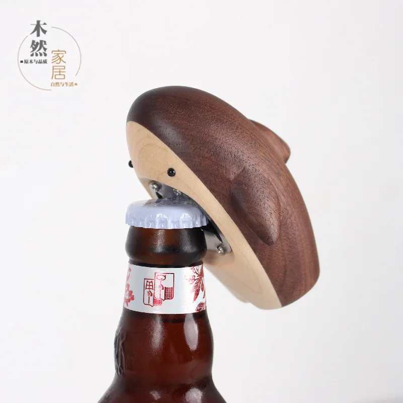 

New Shark Wine Opener Portable Starter Net Red Ins Beer Bottle Opener Solid Wood Wine Starter