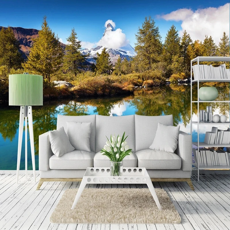 

Custom 3D Photo Wallpaper Snow Mountain Lake Forest Scenery 3D Murals Living Room Bedroom TV Backdrop Wall Decor Papel De Parede