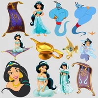 cartoon aladdin magic lamp heat transfer stickers diy princess appliques for clothing kid t shirt girl patches for clothes decal