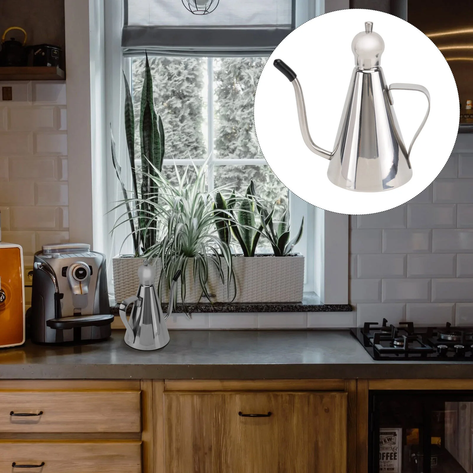 

Диспенсер для масла Cruet из нержавеющей стали, без капель, для ежедневного использования, нержавеющая емкость для уксуса для кухни (0,35 л)