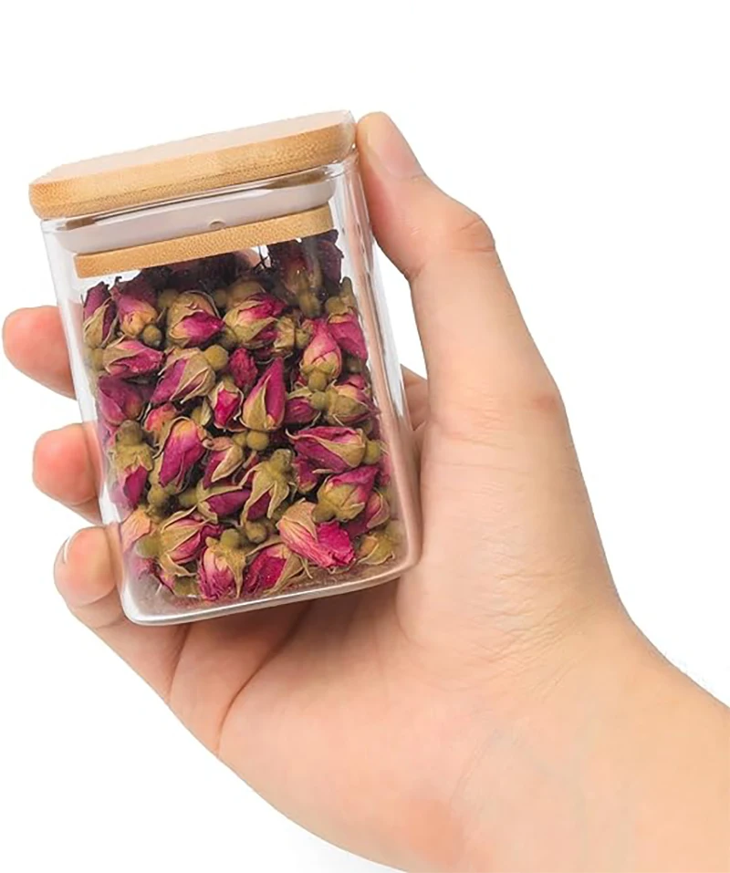 Стеклянная банка для специй из 8 предметов с бамбуковой крышкой герметичный