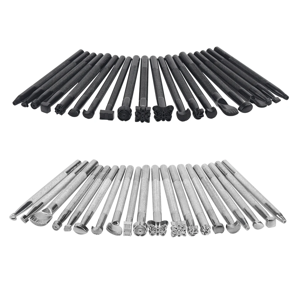 

20pcs/SET Leather Working Saddle Making Tools Carving Leather Craft Stamps Leather Craft Stamping Solid Metal Printinting Tool