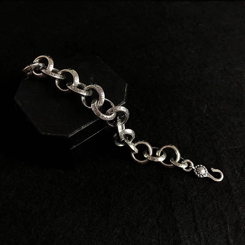 

Wholesale S925 pure silver ancient seiko personality alphabet bracelet girl design fashion accessories wholesale