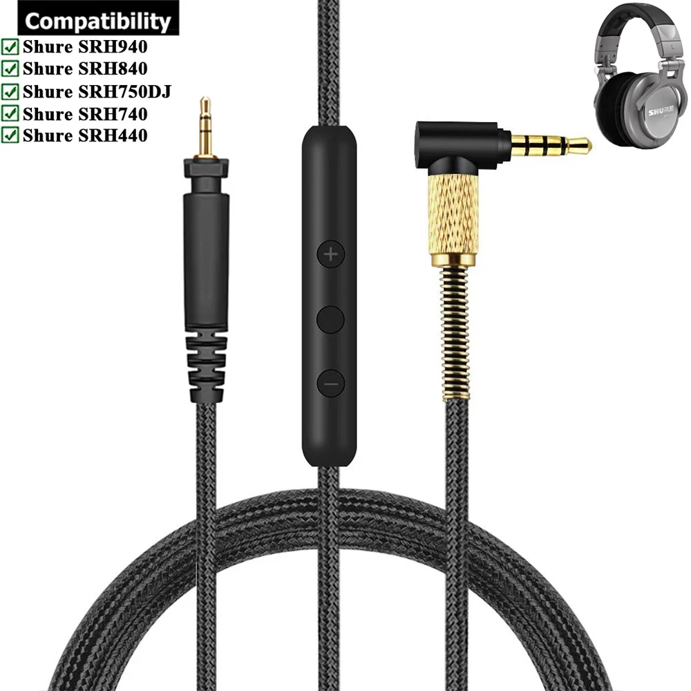 Сменный плетеный кабель OFC для студийного мониторинга Shure SRH440 SRH740 SRH750DJ SRH840 SRH940