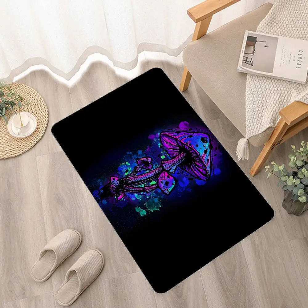 Психоделический фланелевый напольный коврик с принтом грибов декоративный