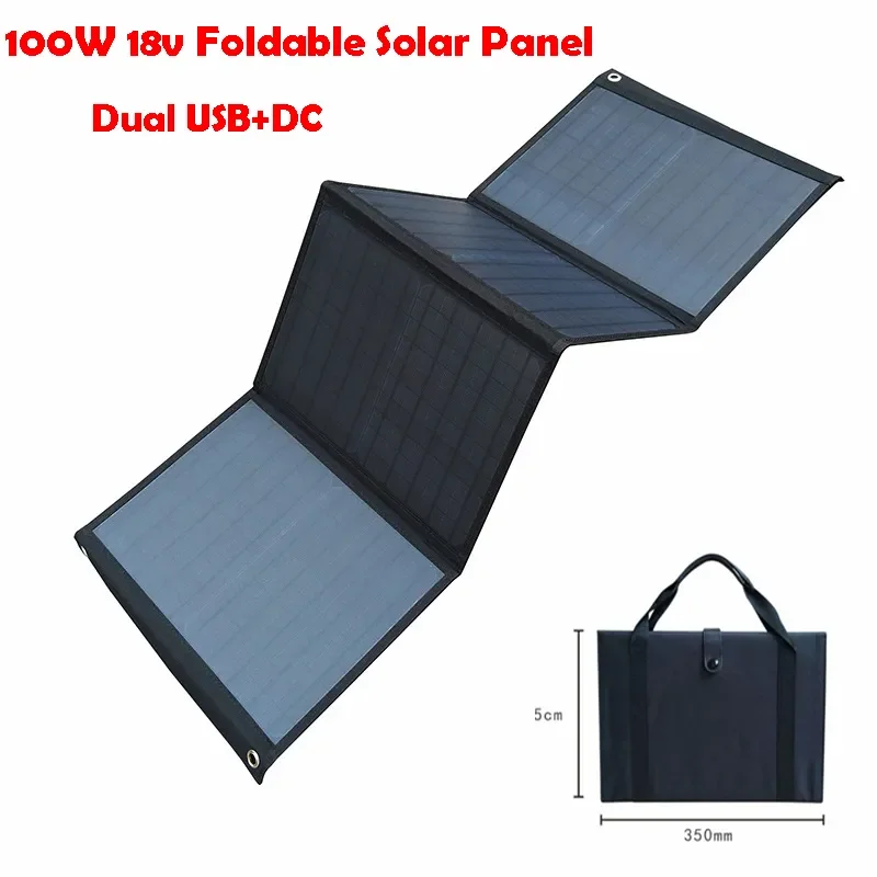 

18 в 100 Вт Складная солнечная панель зарядка аккумулятора для 5 В/12 В мобильный блокнот внешний аккумулятор перезаряжаемая солнечная батарея складная сумка