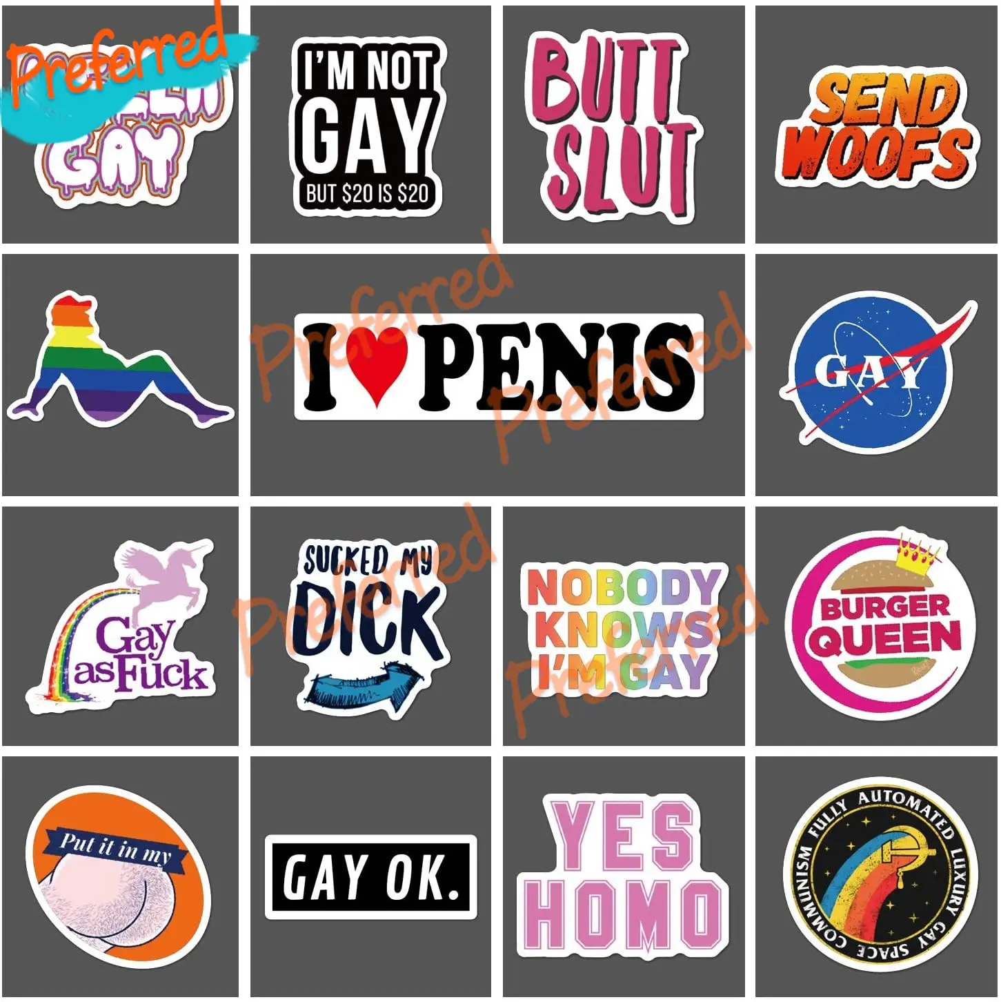 

Funny Gay LGBT I'M So Gay I Can't Even Drive Straight Sticker & Cowboy Butts Drive Me Nuts Sticker